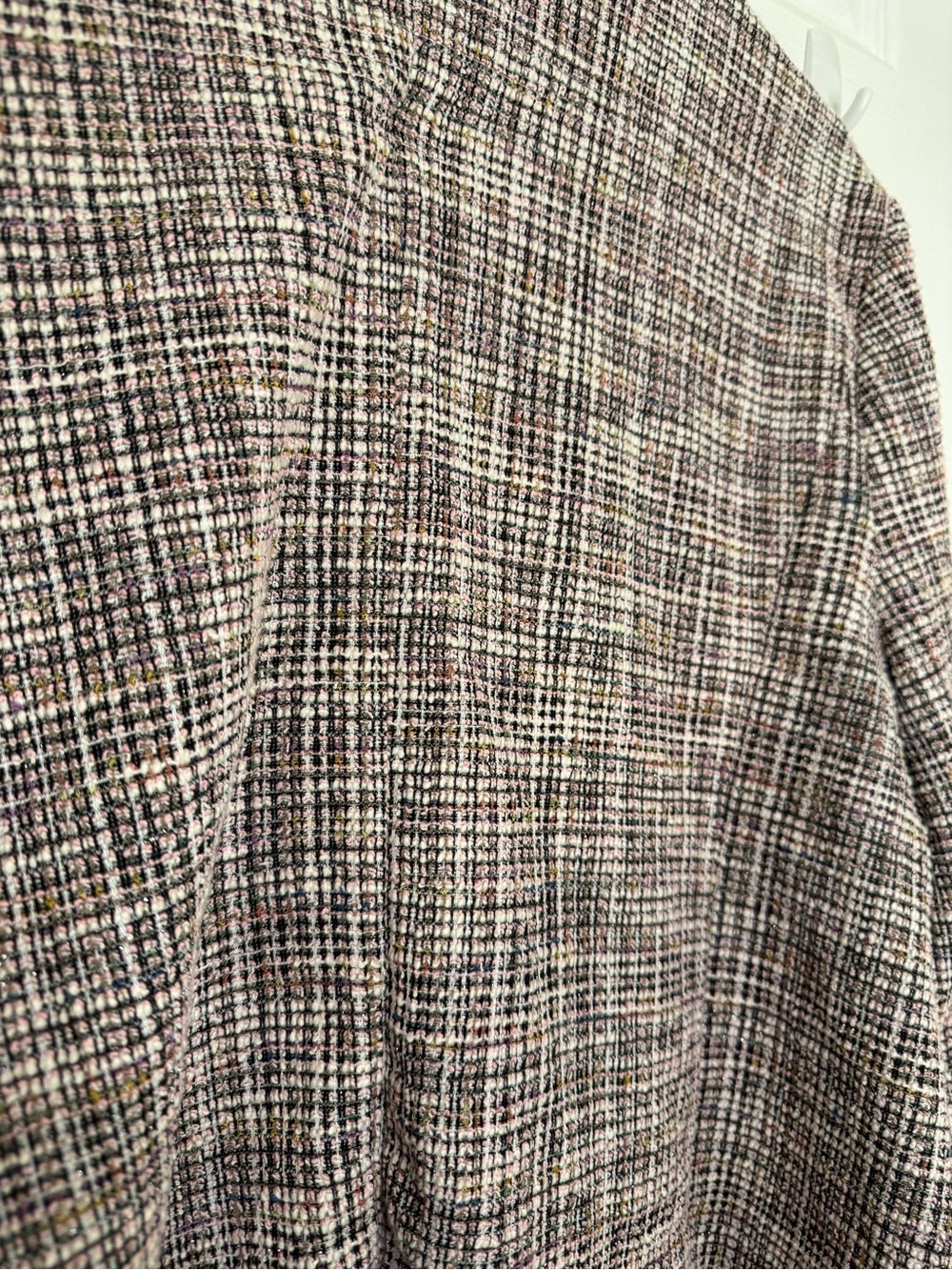Messini Tweed Pearl Button Blazer Jacket XL Pink Black Boucle Chic - Picture 5 of 5